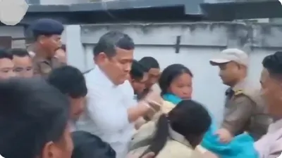 arunachal  minister ojing tasing escapes mob during anti dam protest in siang