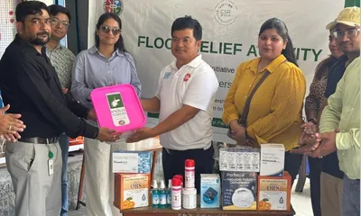 arunachal  indus towers distributes emergency relief to flash flood affected families
