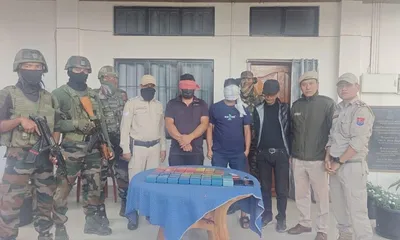 manipur  five arrested  600 grams brown sugar seized in mao bust