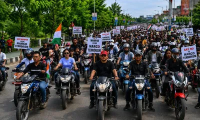 hundreds join bike rally in manipur against alleged narco terrorism