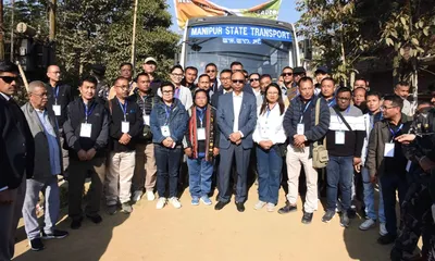 manipur  cm flags off 30 member media delegation to vietnam
