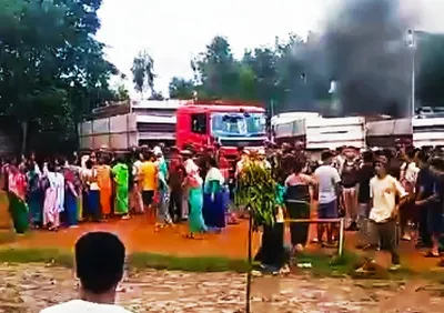 two vehicles set on fire at tronglaobi village in manipur