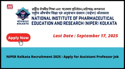 niper kolkata recruitment 2025   apply for assistant professor job