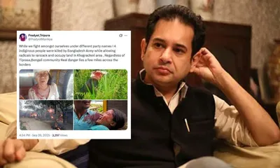 tripura  tipra motha chief condemns bangladesh army over killing of four indigenous people