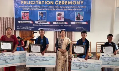 manipur  deputy cm nemcha kipgen felicitates young kangpokpi sportspersons  calls sports key to nation building