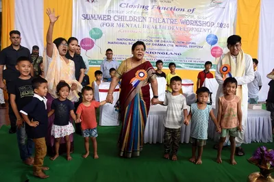 manipur governor interacts with 120 displaced children at a workshop