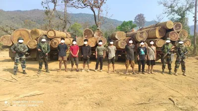 manipur  ar seizes timber worth rs 28 25 lakhs  12 smugglers apprehended