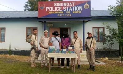 manipur police arrest two in churachandpur brown sugar smuggling case