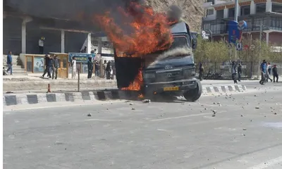 curfew in ladakh as bjp blames congress for fanning violence