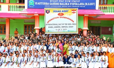 manipur  indian army distributes sanitary kits to 300 schoolgirls on girl child day