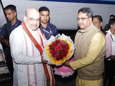 tripura  union home minister amit shah arrives in agartala