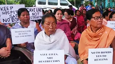 manipur  massive protest in imphal after bomb threat at hostipal