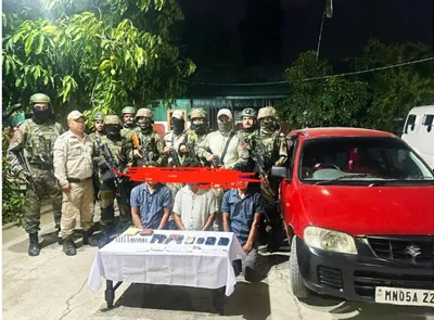manipur  three kcp t cadres involved in extortion held in thoubal
