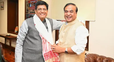 assam cm urges union minister goel to launch northeast industrial policy