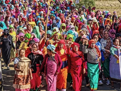 manipur  thousands protest against afspa in imphal east