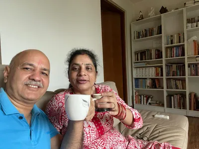 manish sisodia enjoys ‘first morning tea of independence’ with wife