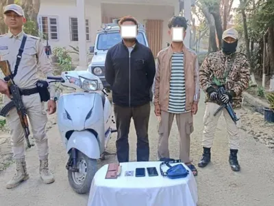 manipur  two arrested for extortion in imphal
