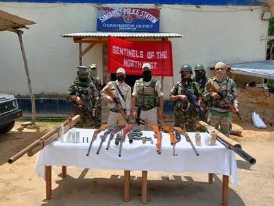 manipur  hidden cache of weapons recovered in churachandpur