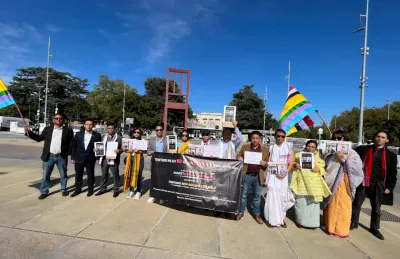 meitei diaspora protests manipur crisis at united nations in geneva