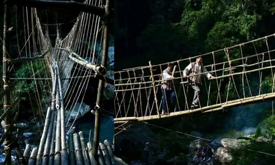 ancient cane bridges revived after disasters cut off north sikkim