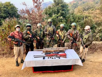 manipur  huge cache of weapons recovered from kangpokpi