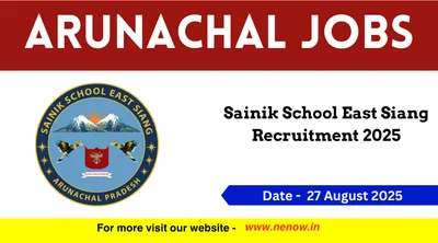 arunachal jobs   sainik school east siang recruitment 2025