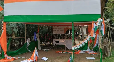 congress candidate’s campaign offices vandalized in assam  bjp accused