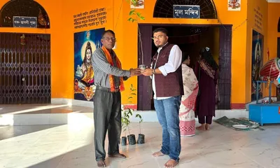 assam  bajali youth distributes 500 saplings in tribute to zubeen garg