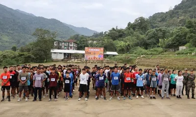 arunachal  khonsa battalion of assam rifles organises fit india run in tirap