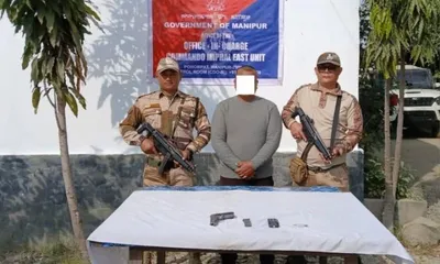 manipur  man arrested in imphal east for illegal possession of pistol and ammunition