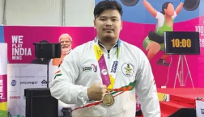 arunachal pradesh weightlifter kojum taba wins gold at 37th national games