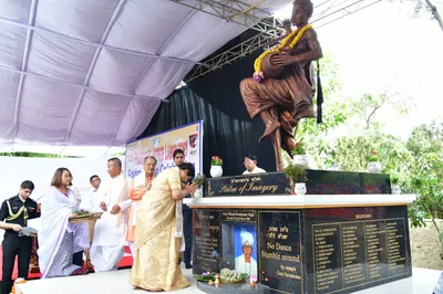 manipur  governor unveils statue of guru thiyam tarunkumar singh at imphal