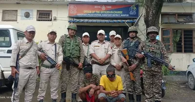 manipur police arrest two extortionists in kangpokpi  seize firearms