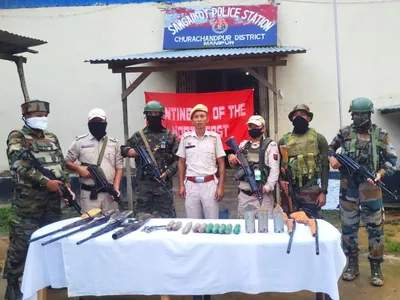 manipur  security forces seize weapons cache in churachandpur