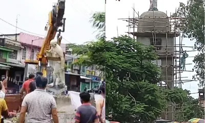 assam  clock tower replaces mahatma gandhi statue in doomdooma  sparks debate