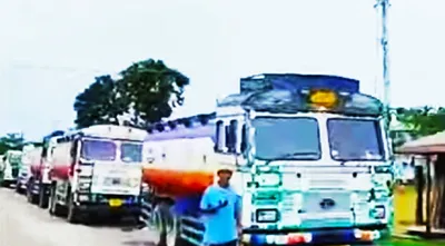 manipur  petroleum products transport drivers launch indefinite strike on nh 37