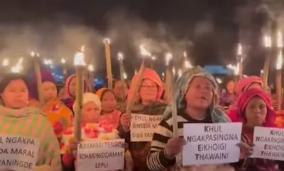 manipur  women vigilante group stage night protests seeking release of arrested volunteers