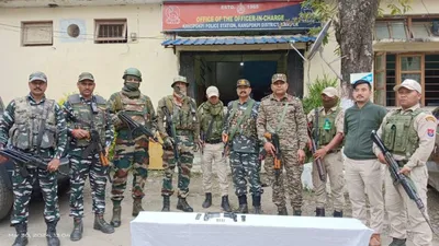 manipur  huge cache of weapons seized in kangpokpi and tengnoupal districts