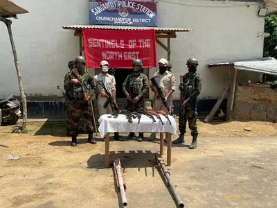 manipur  huge cache of arms recovered in churachandpur district