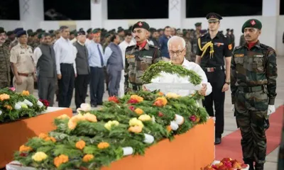 manipur governor pays tribute to fallen soldiers at assam rifles headquarters