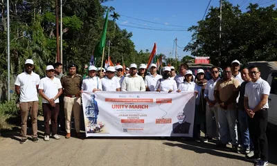 manipur  jiribam celebrates sardar 150 with 8 km unity march