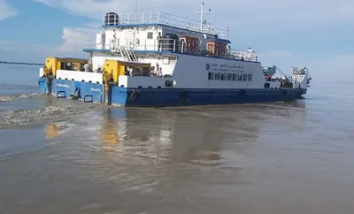 assam  jorhat majuli ferry services suspended due to rising brahmaputra swells
