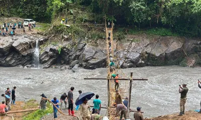 arunachal  kurung kumey restores damin huri connectivity after flash flood washes away bridge