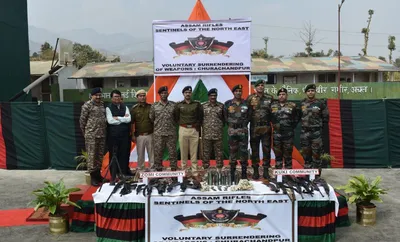 manipur  kuki  zomi tribes surrender 16 weapons