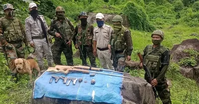 arms  ammunition  and explosives seized from three hideouts in manipur