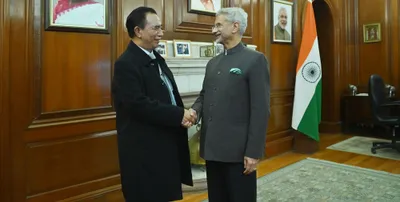 former batchmates mizoram cm lalduhoma  amp  eam s jaishankar meet in delhi