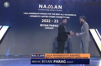 assam  riyan parag gets lala amarnath best all rounder award in domestic cricket