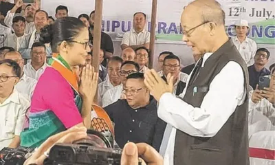 manipur  former police officer thounaojam brinda joins congress  announces yaiskul candidature for 2027 polls