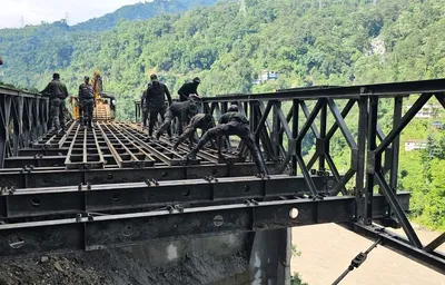 sikkim  indian army constructs 70 ft bailey bridge in less than 72 hours