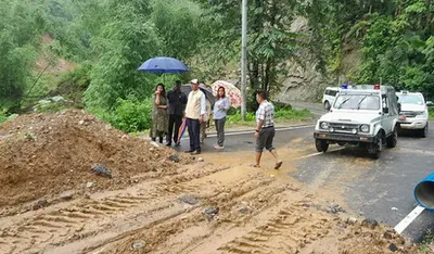 arunachal  landslides disrupt kebang babuk road in east siang